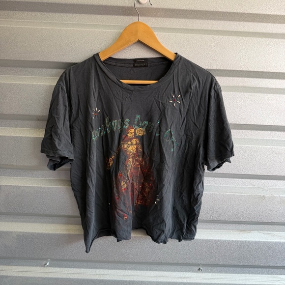 MOTHER Tops - Mother The Rowdy Cutoff Tee in Cowboys Don't Cry